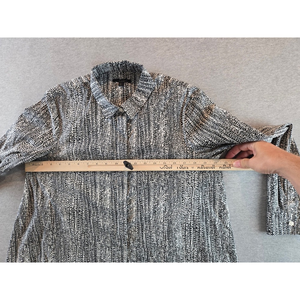 COS Button Down Shirt Women 10 Black White Textured Dots Long Sleeve‎ Stretch - Picture 10 of 11